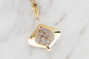 VINTAGE c1940 .64ct DIAMOND PENDANT ON 14ct YELLOW GOLD