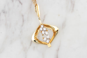 VINTAGE c1940 .64ct DIAMOND PENDANT ON 14ct YELLOW GOLD