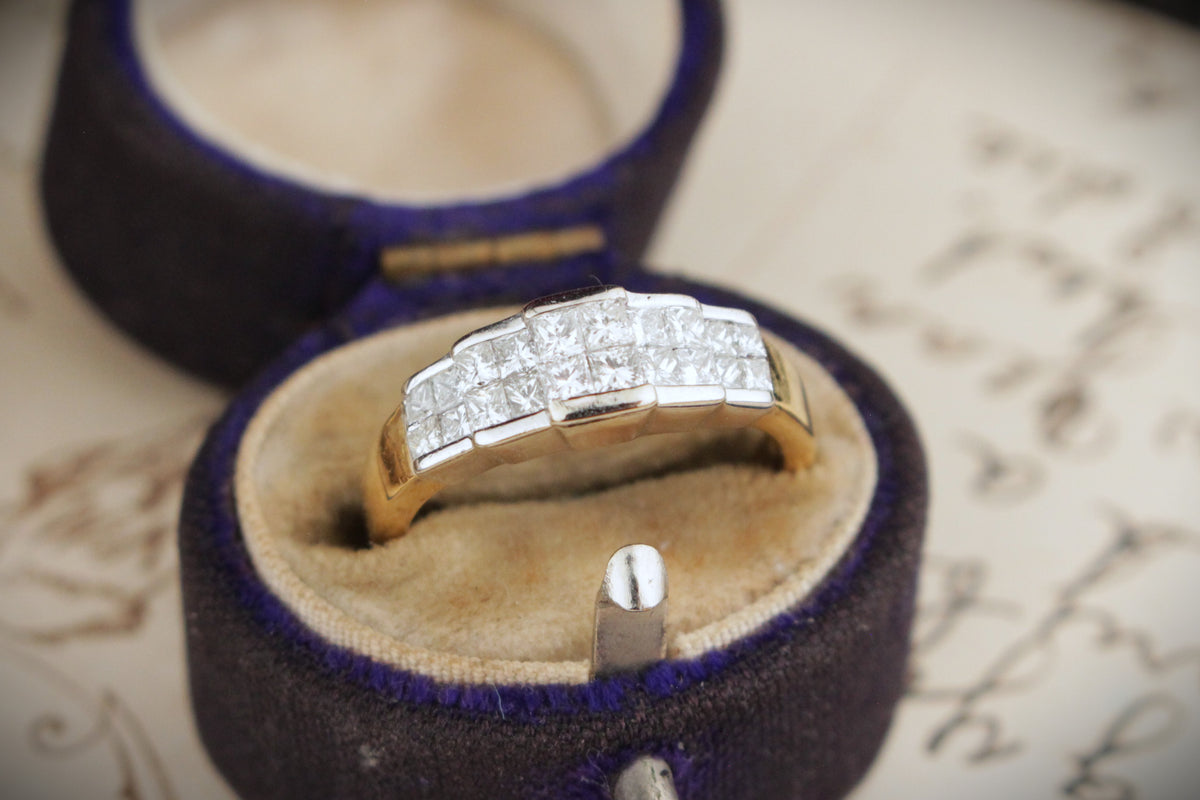 VINTAGE ART DECO STYLE .72ct DIAMOND RING 18ct WHITE &amp; YELLOW GOLD