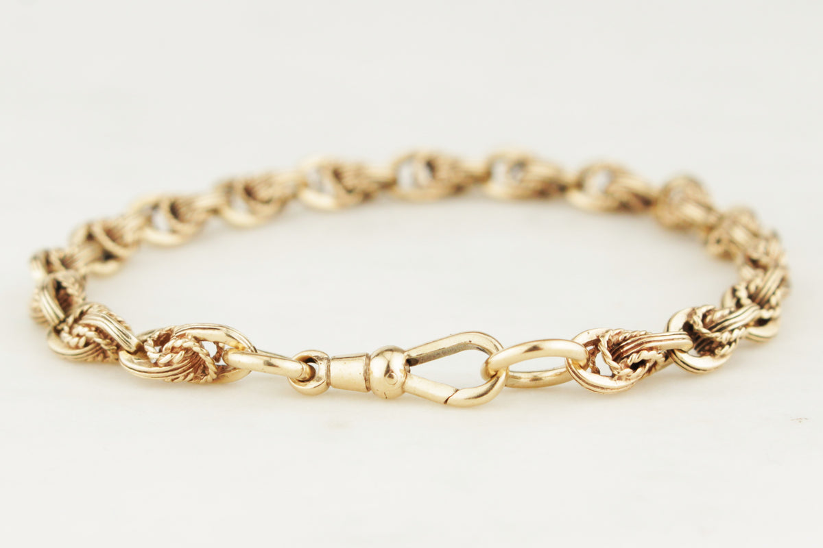 VINTAGE FANCY LINK BRACELET 9ct YELLOW GOLD