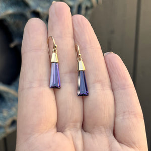 MODERN AMETHYST EARRINGS ON 9ct YELLOW GOLD