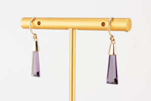 MODERN AMETHYST EARRINGS ON 9ct YELLOW GOLD