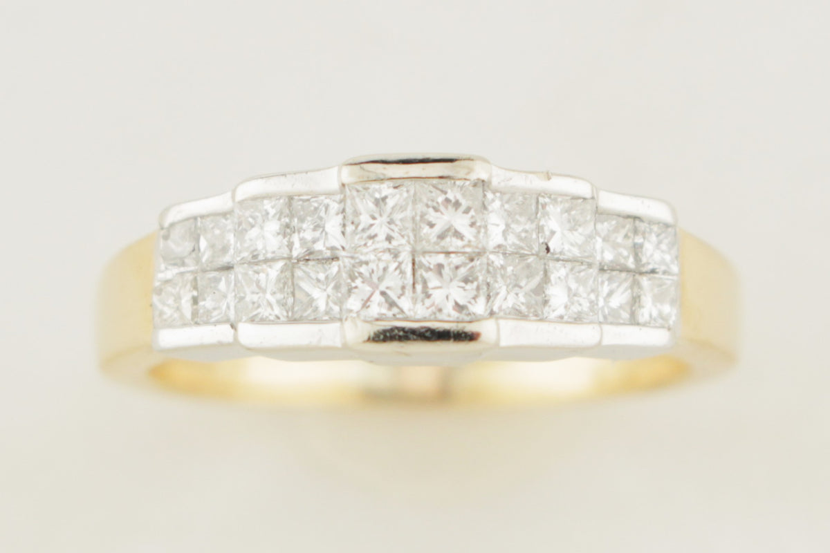 VINTAGE ART DECO STYLE .72ct DIAMOND RING 18ct WHITE &amp; YELLOW GOLD