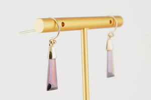 MODERN AMETHYST EARRINGS ON 9ct YELLOW GOLD