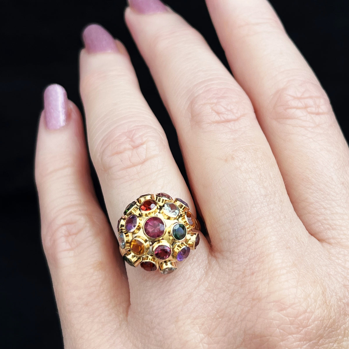 VINTAGE MULTI-GEM SPUTNIK RING IN 18ct GOLD