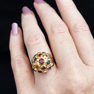 VINTAGE MULTI-GEM SPUTNIK RING IN 18ct GOLD