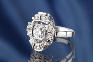 ART DECO c1930 .53ct DIAMOND RING ON 14ct WHITE GOLD