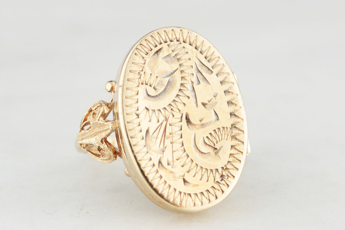 VINTAGE LOCKET RING 9ct GOLD