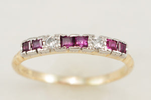 ANTIQUE ART DECO c1920 RUBY & DIAMOND BAND 18ct GOLD