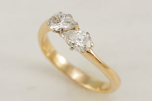 VINTAGE c1950 DOUBLE PEAR CUT 1.20ct DIAMOND RING 18ct GOLD