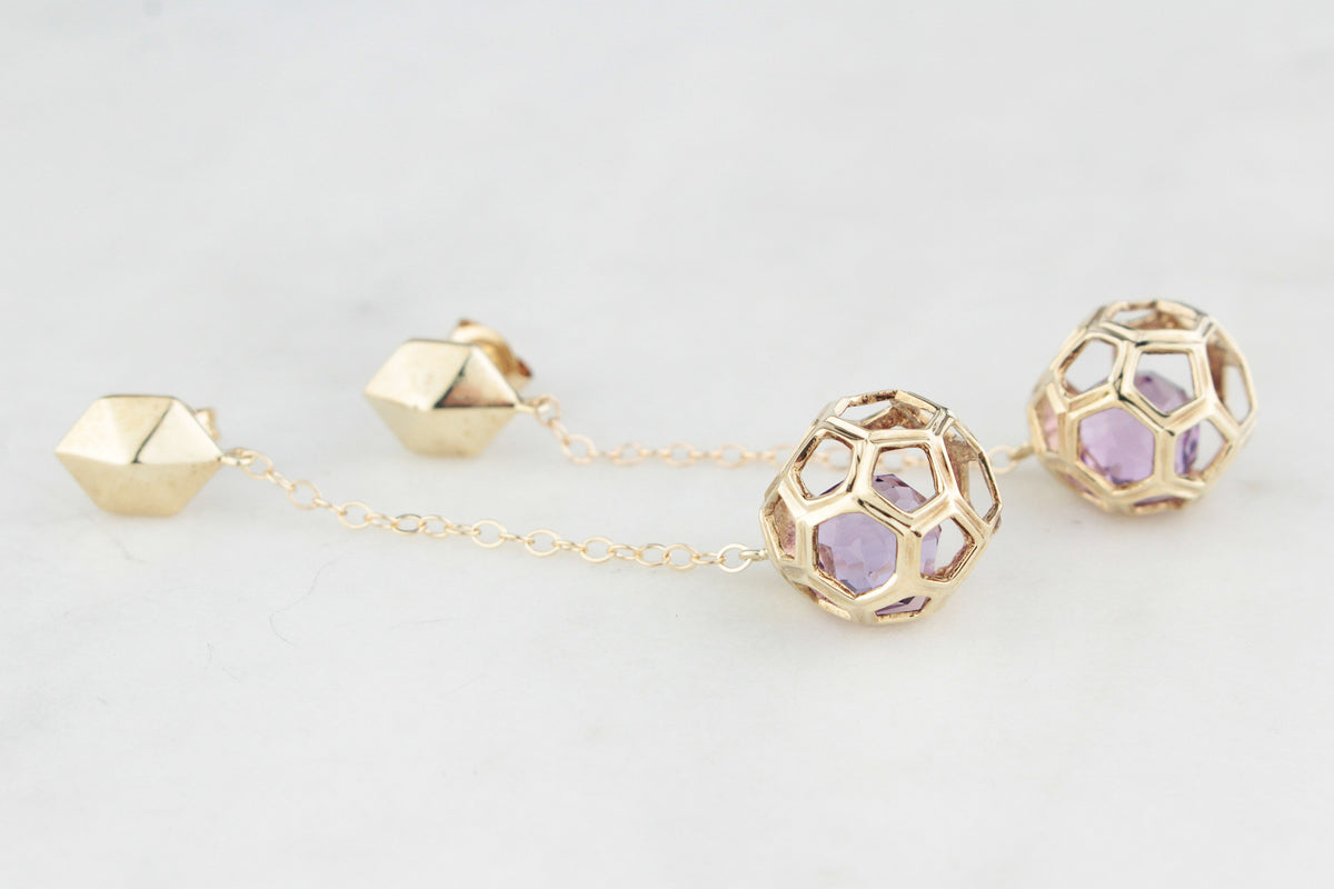 RETRO AMETHYST EARRINGS 9ct GOLD