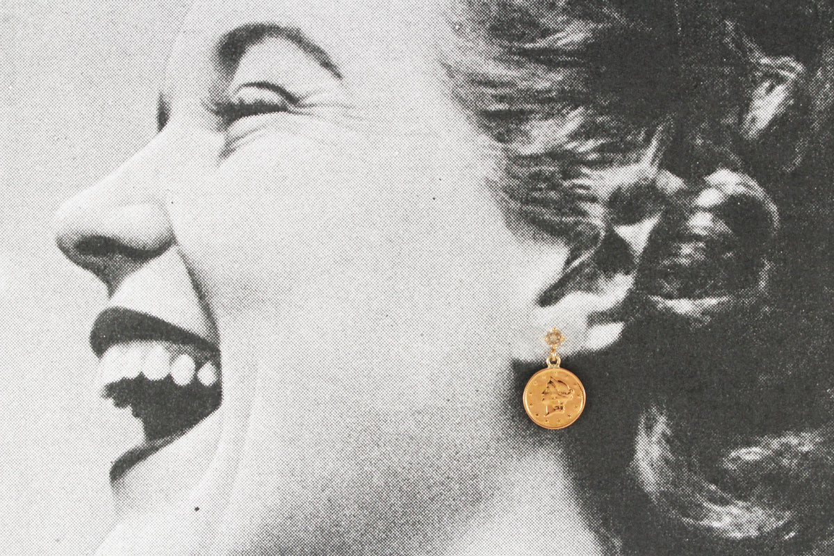 ANTIQUE LIBERTY HEAD COIN &amp; DIAMOND EARRINGS 22ct &amp; 14ct GOLD