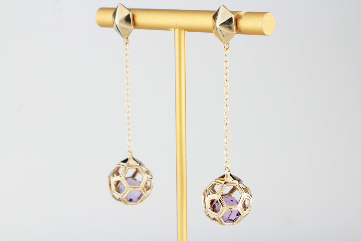 RETRO AMETHYST EARRINGS 9ct GOLD