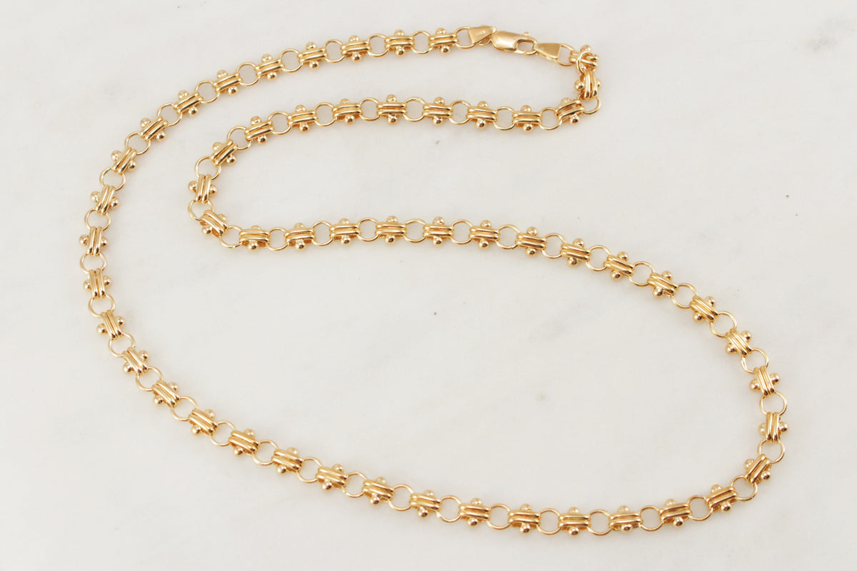 VINTAGE HEAVY FANCY LINK CHAIN 9ct GOLD