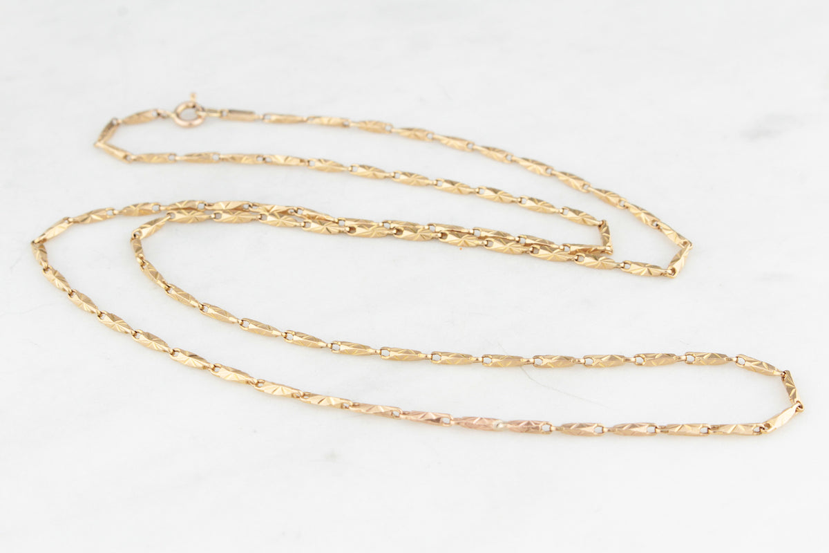 ANTIQUE ETCHED LINK NECKLACE 14ct GOLD