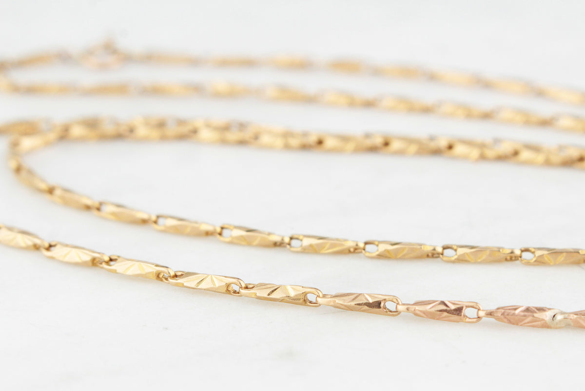 ANTIQUE ETCHED LINK NECKLACE 14ct GOLD