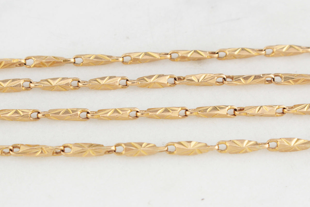 ANTIQUE ETCHED LINK NECKLACE 14ct GOLD