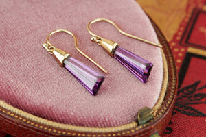 MODERN AMETHYST EARRINGS ON 9ct YELLOW GOLD