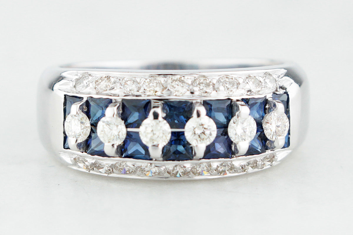CONTEMPORARY DIAMOND &amp; SAPPHIRE RING 18ct GOLD