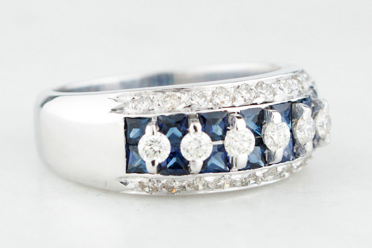 CONTEMPORARY DIAMOND &amp; SAPPHIRE RING 18ct GOLD