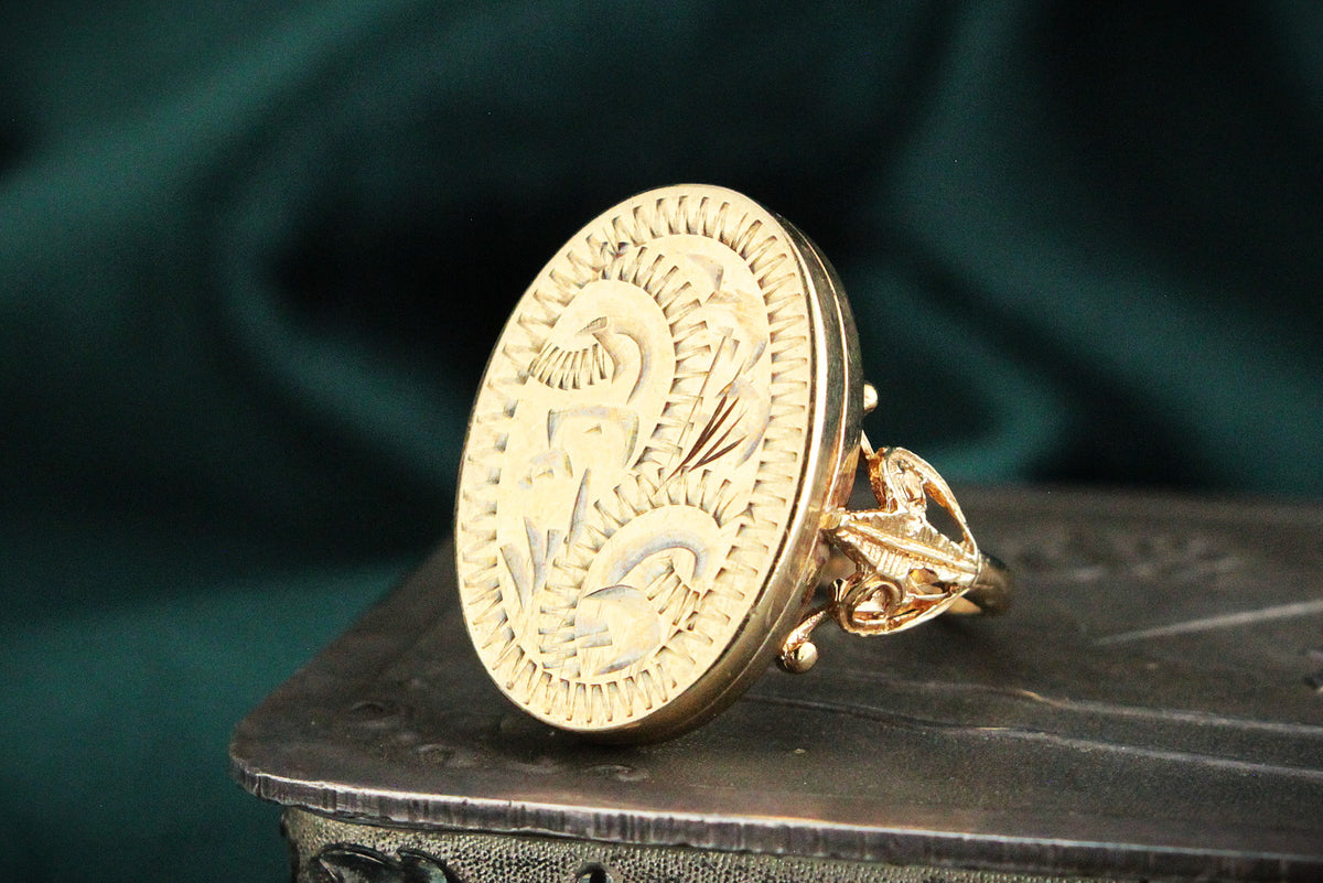 VINTAGE LOCKET RING 9ct GOLD