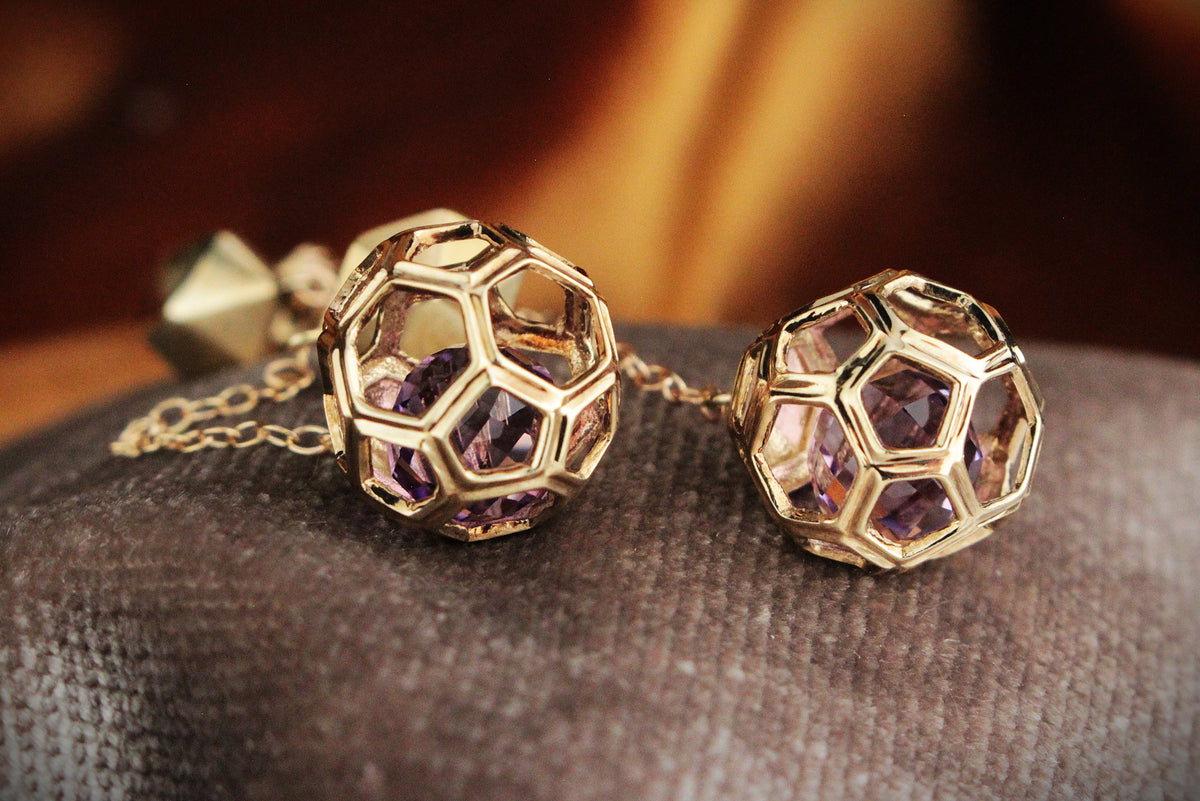 RETRO AMETHYST EARRINGS 9ct GOLD