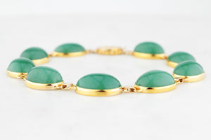 VINTAGE c1940 AVENTURINE QUARTZ BRACELET 14ct GOLD