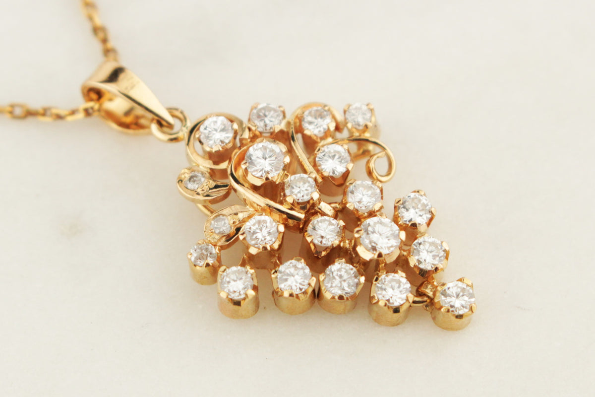 VINTAGE c1940-50 DIAMOND PENDANT 14ct YELLOW GOLD