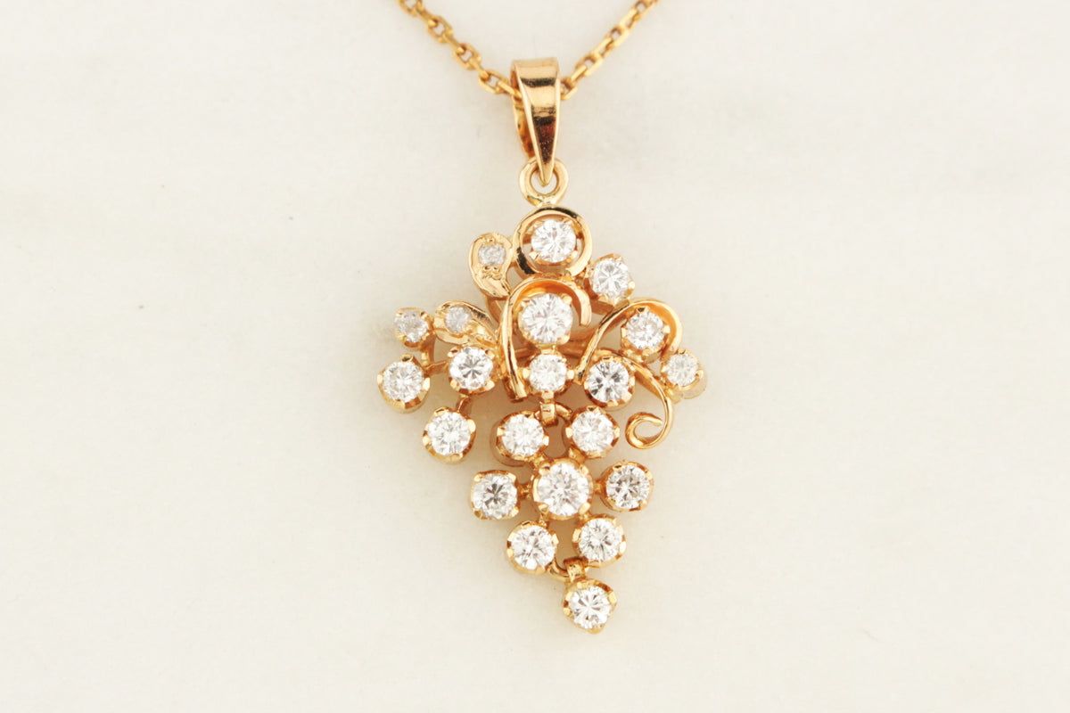 VINTAGE c1940-50 DIAMOND PENDANT 14ct YELLOW GOLD
