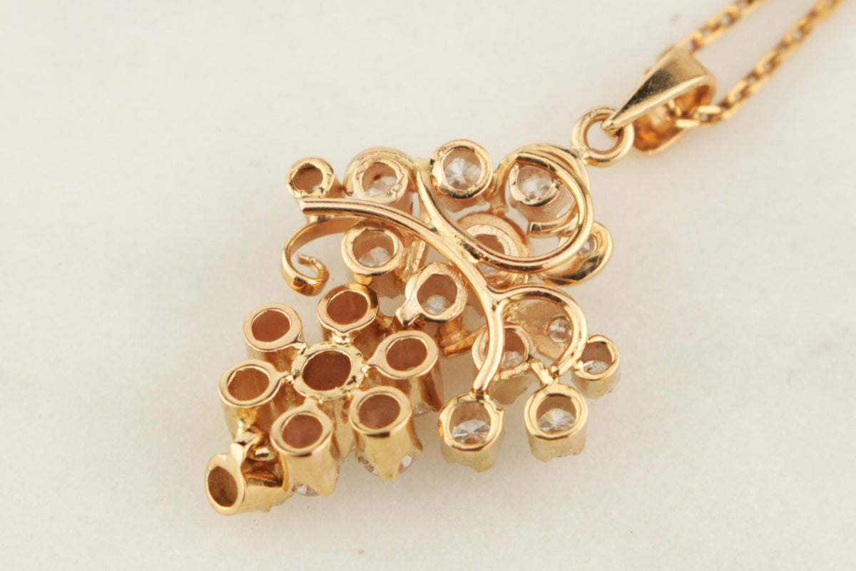 VINTAGE c1940-50 DIAMOND PENDANT 14ct YELLOW GOLD