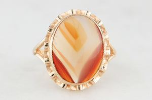 1970’S BANDED AGATE RING 9ct GOLD