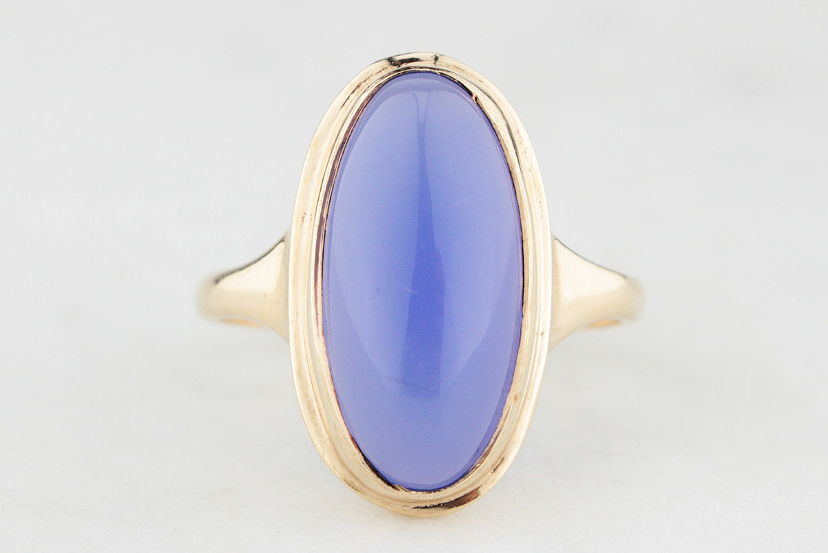 1970’S LAVENDER CHALCEDONY RING 9ct GOLD