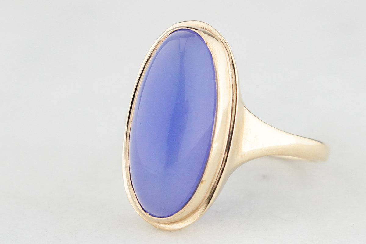 1970’S LAVENDER CHALCEDONY RING 9ct GOLD