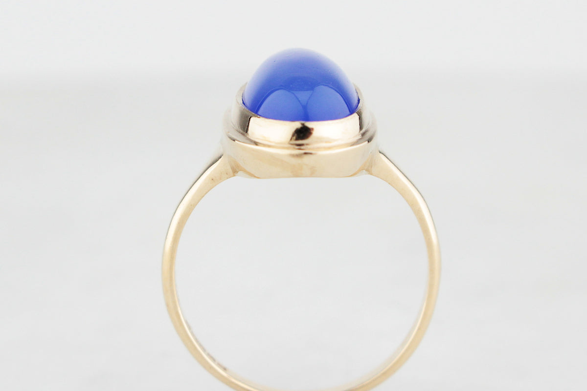 1970’S LAVENDER CHALCEDONY RING 9ct GOLD