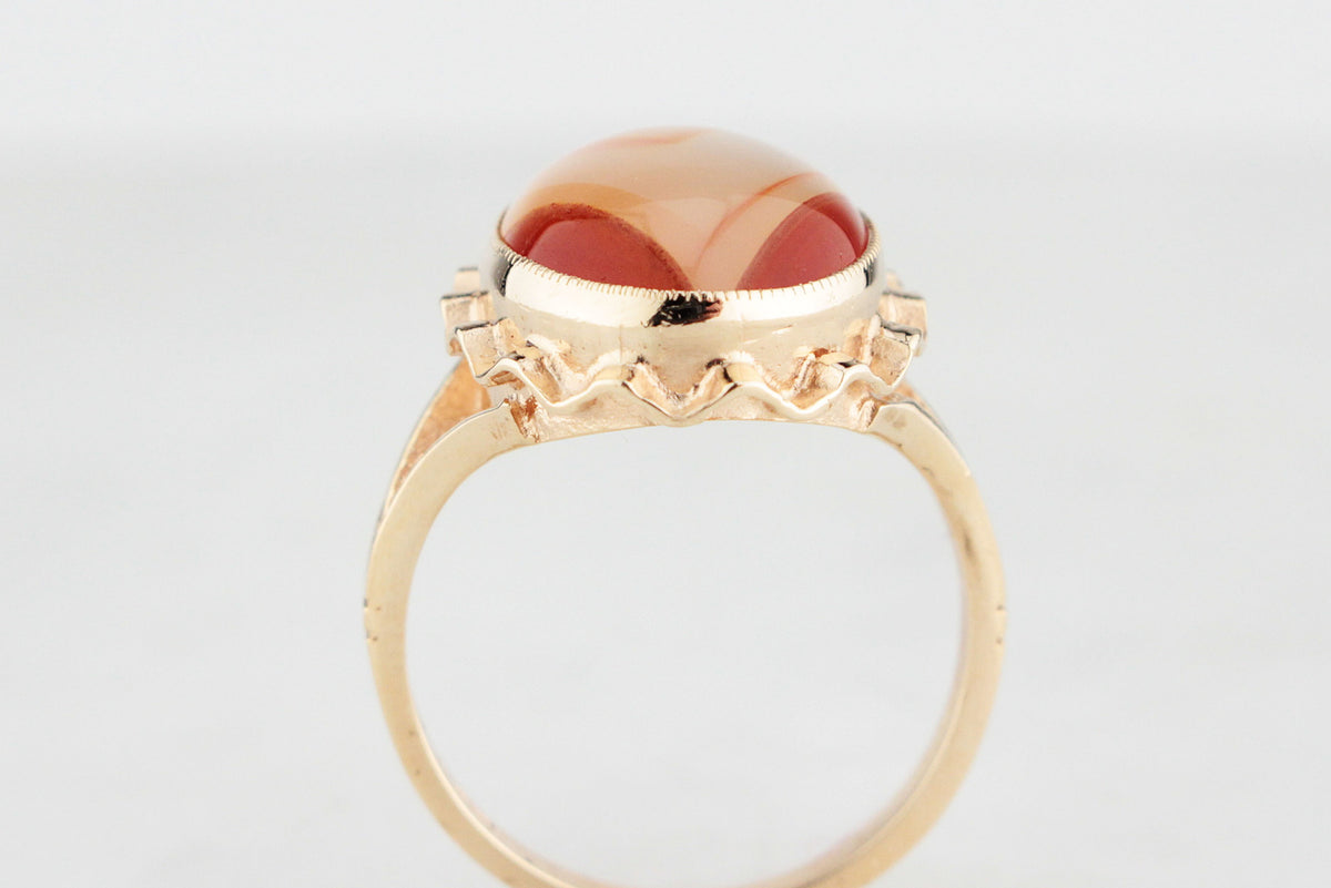 1970’S BANDED AGATE RING 9ct GOLD