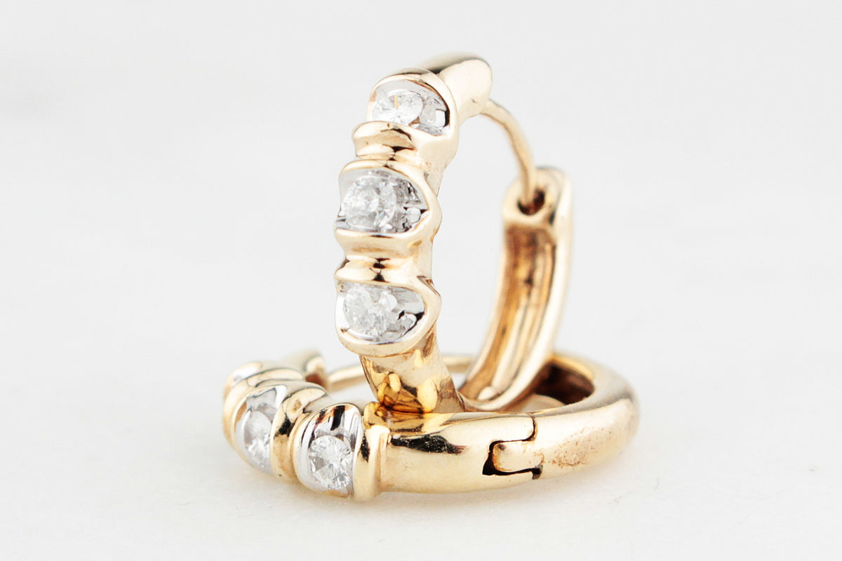 RETRO 1980’S DIAMOND HOOP EARRINGS 9ct GOLD