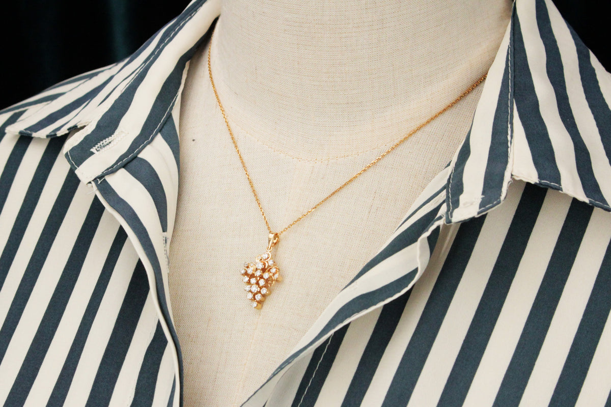 VINTAGE c1940-50 DIAMOND PENDANT 14ct YELLOW GOLD