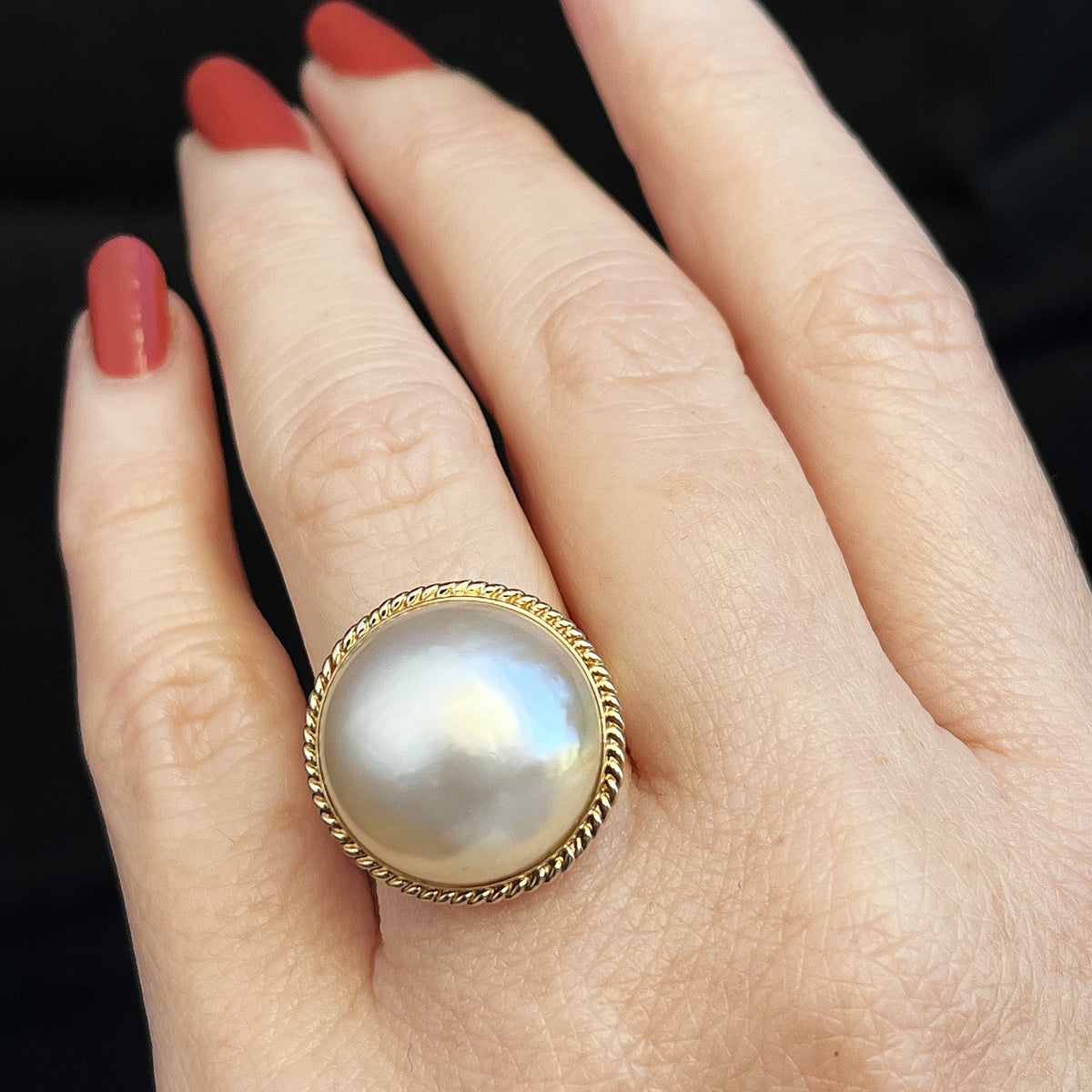 VINTAGE MABE PEARL RING 14ct GOLD