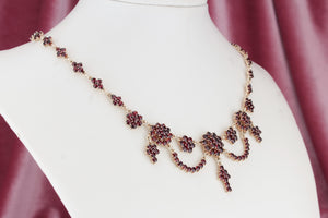 ANTIQUE LATE EDWARDIAN C1915 BOHEMIAN GARNET NECKLACE ON GOLD PLATE