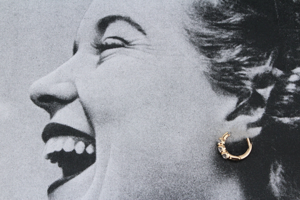 RETRO 1980’S DIAMOND HOOP EARRINGS 9ct GOLD