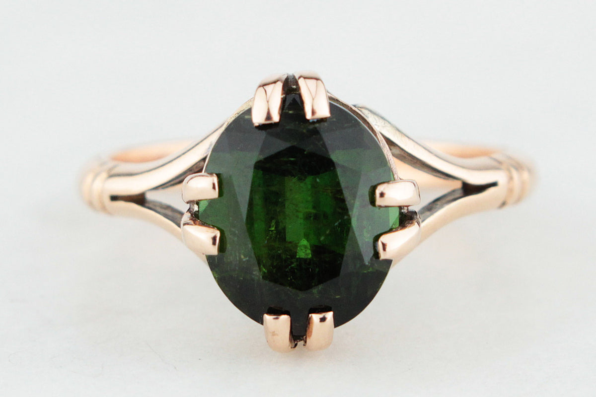 ANTIQUE EDWARDIAN 3.30ct GREEN TOURMALINE RING 9ct GOLD