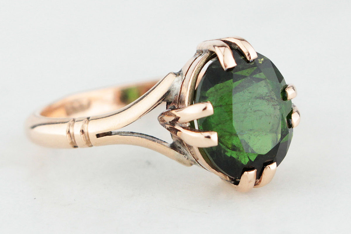 ANTIQUE EDWARDIAN 3.30ct GREEN TOURMALINE RING 9ct GOLD