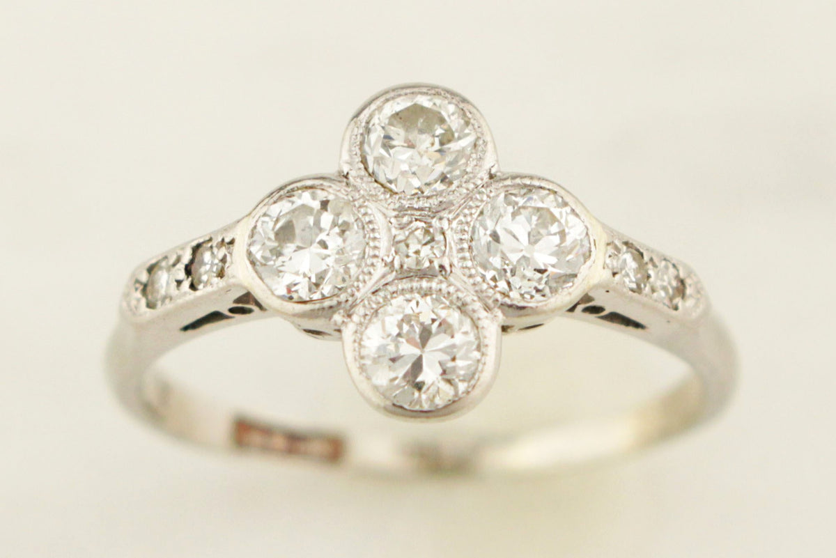 ANTIQUE ART DECO .87ct  DIAMOND RING 18ct GOLD &amp; PLATINUM
