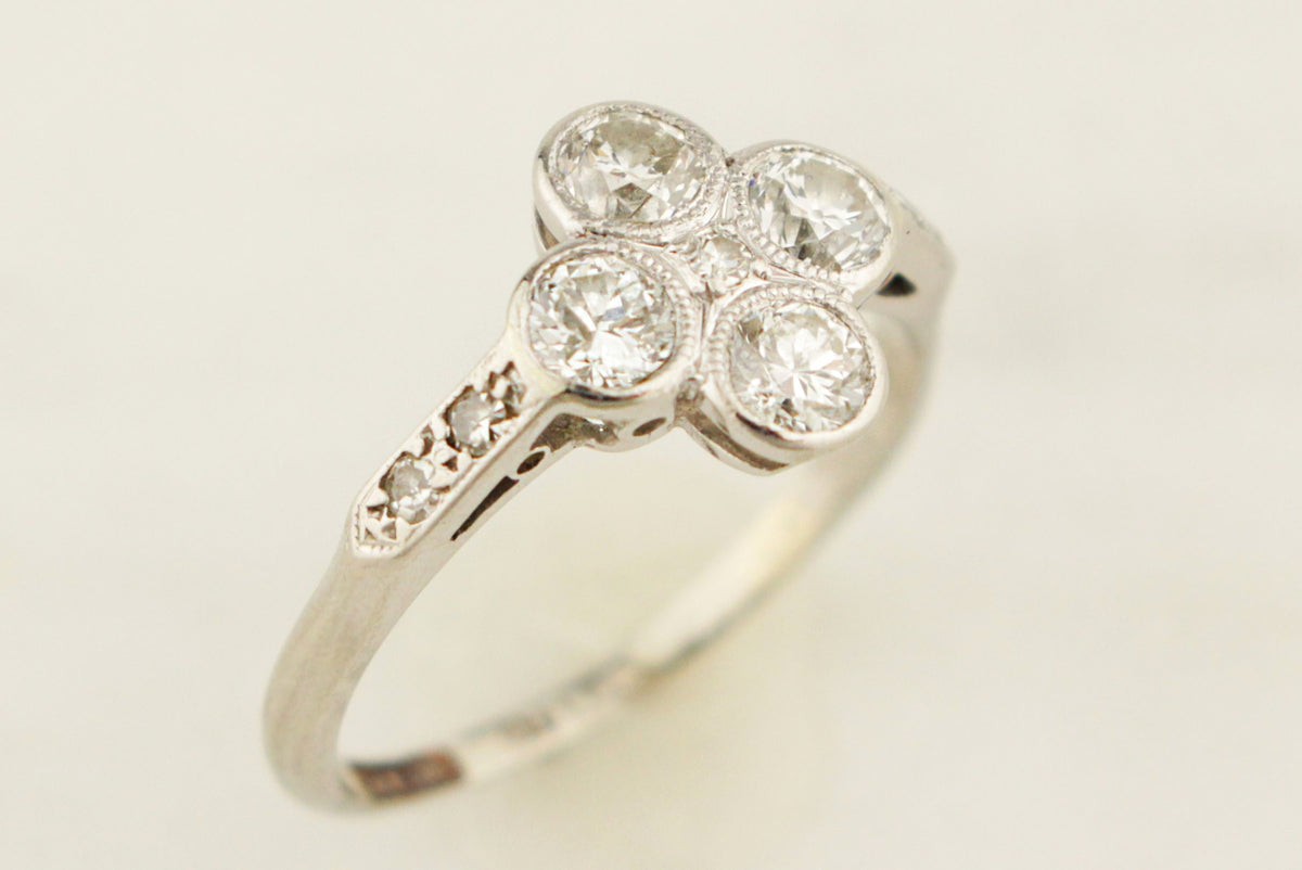 ANTIQUE ART DECO .87ct  DIAMOND RING 18ct GOLD &amp; PLATINUM