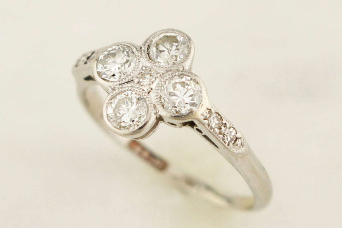 ANTIQUE ART DECO .87ct  DIAMOND RING 18ct GOLD &amp; PLATINUM