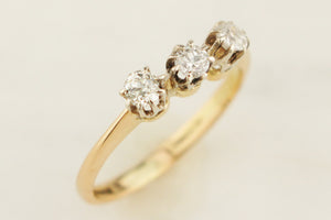 ANTIQUE EDWARDIAN c1910 DIAMOND TRILOGY RING 18ct GOLD & PLATINUM