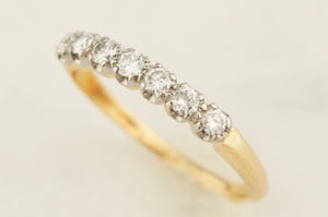 ANTIQUE EDWARDIAN c1915 SEVEN STONE DIAMOND HALF HOOP 18ct GOLD & PALLADIUM