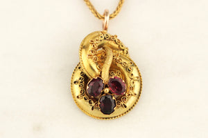 ANTIQUE VICTORAIN c1860 TOURMALNE PENDANT 14ct GOLD