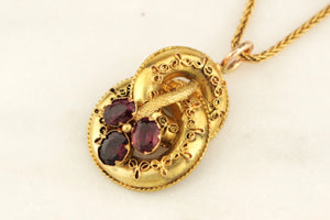 ANTIQUE VICTORAIN c1860 TOURMALNE PENDANT 14ct GOLD