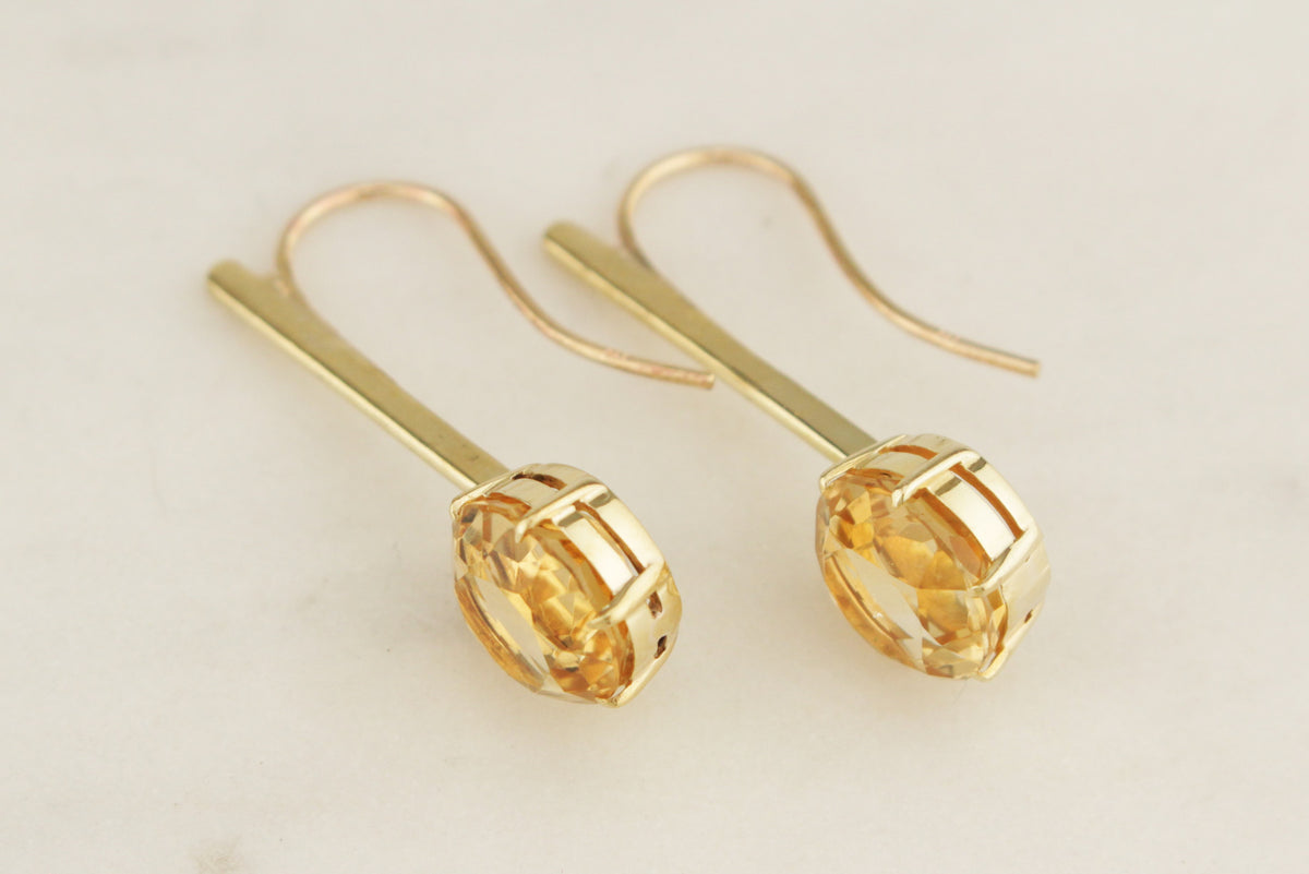 ANTIQUE EDWARDIAN c1900 CITRINE DROP EARRINGS 9ct GOLD